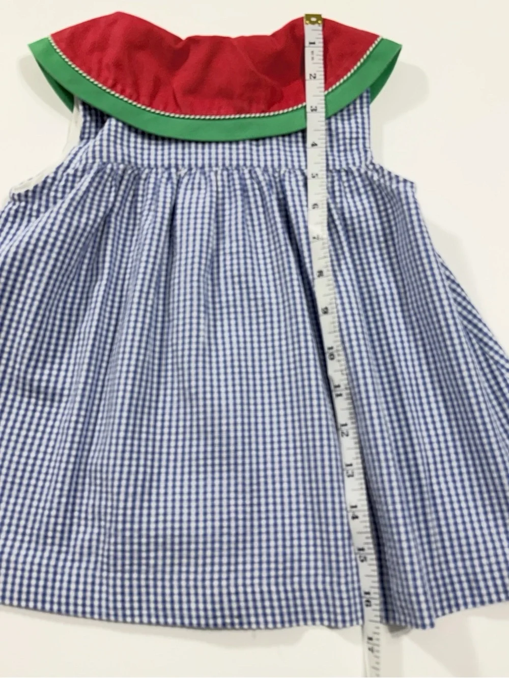 Vintage Samara Watermelon Collar Blue Gingham Dress 24M 90s